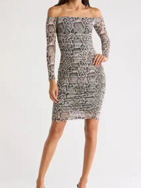 AFRM Sienna off shoulder ruched bodycon dress, size L